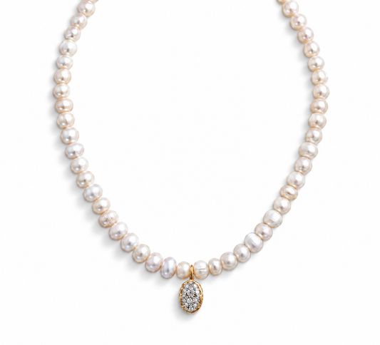 Polly Pearl Oval Pendant Necklace