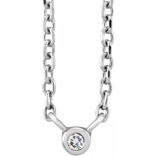 Sterling Silver 1/10 CT Natural Diamond 16-18" Necklace