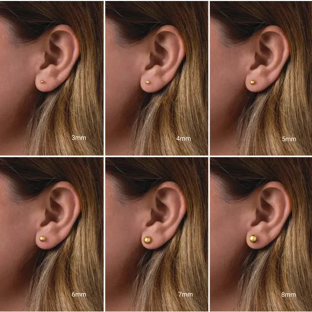 14K Yellow 3 mm Ball Earrings