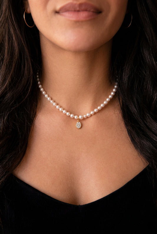 Polly Pearl Oval Pendant Necklace