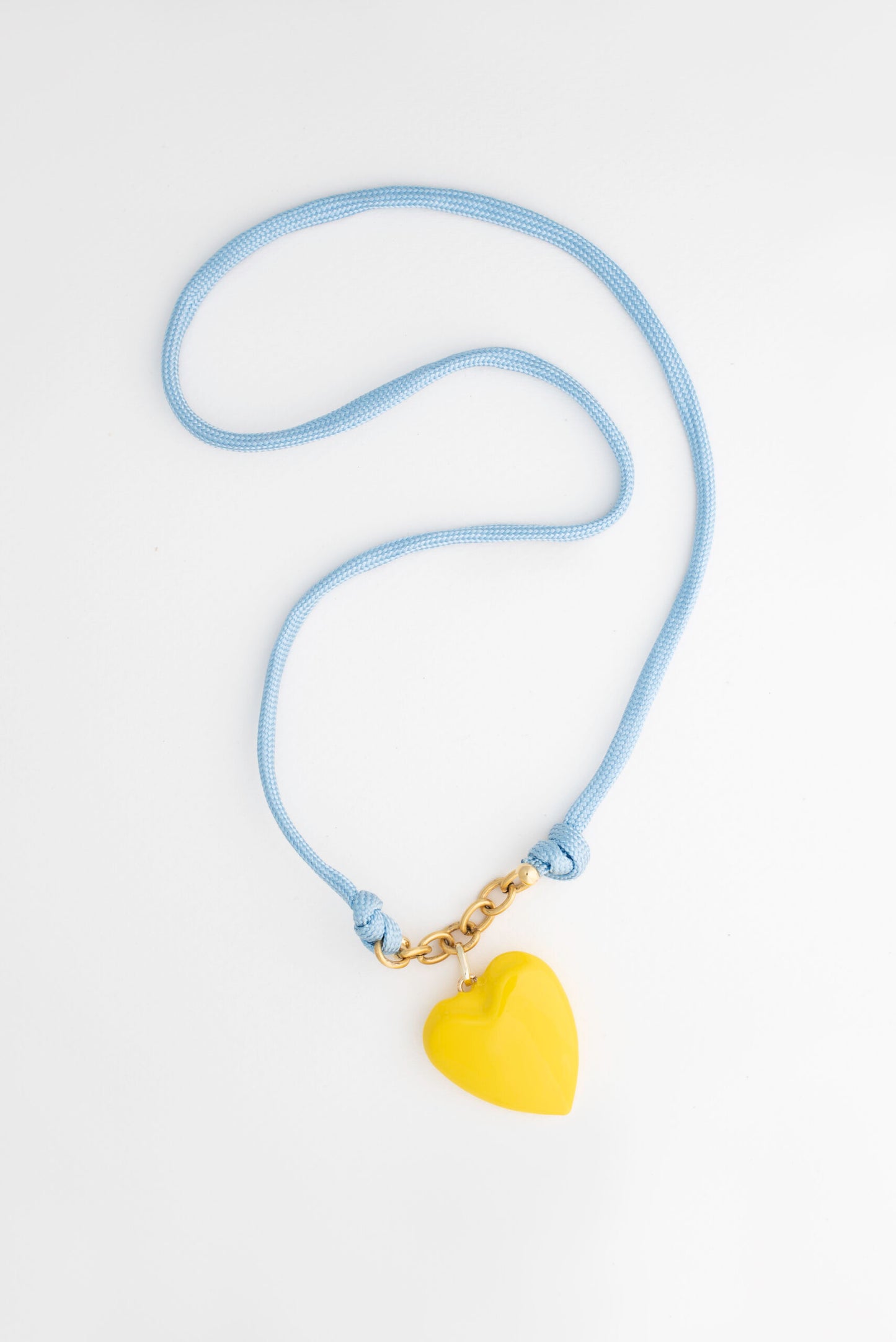Yellow Ceramic Puffy Heart Cord Necklace image 0