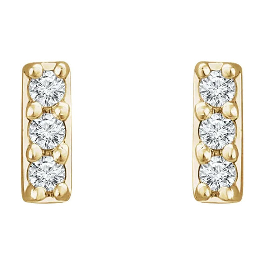 14K Yellow .05 CTW Natural Diamond Bar Earrings