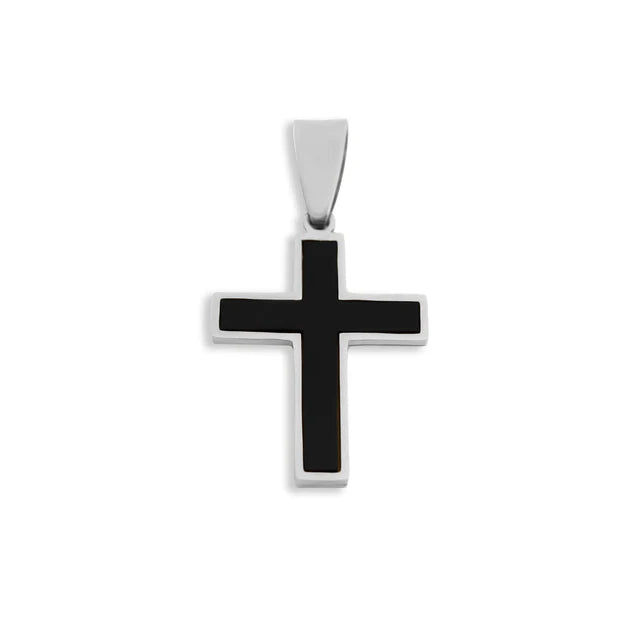 Mens Matte Black Stainless Steel Cross image 2