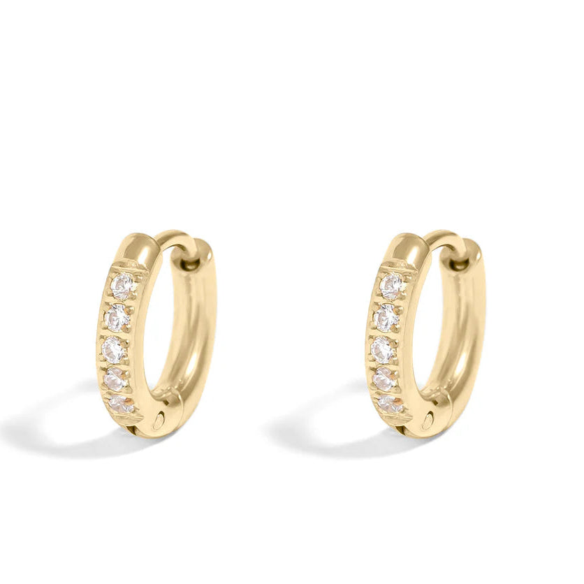 Gold Cubic Zirconia Huggie Earrings image 0