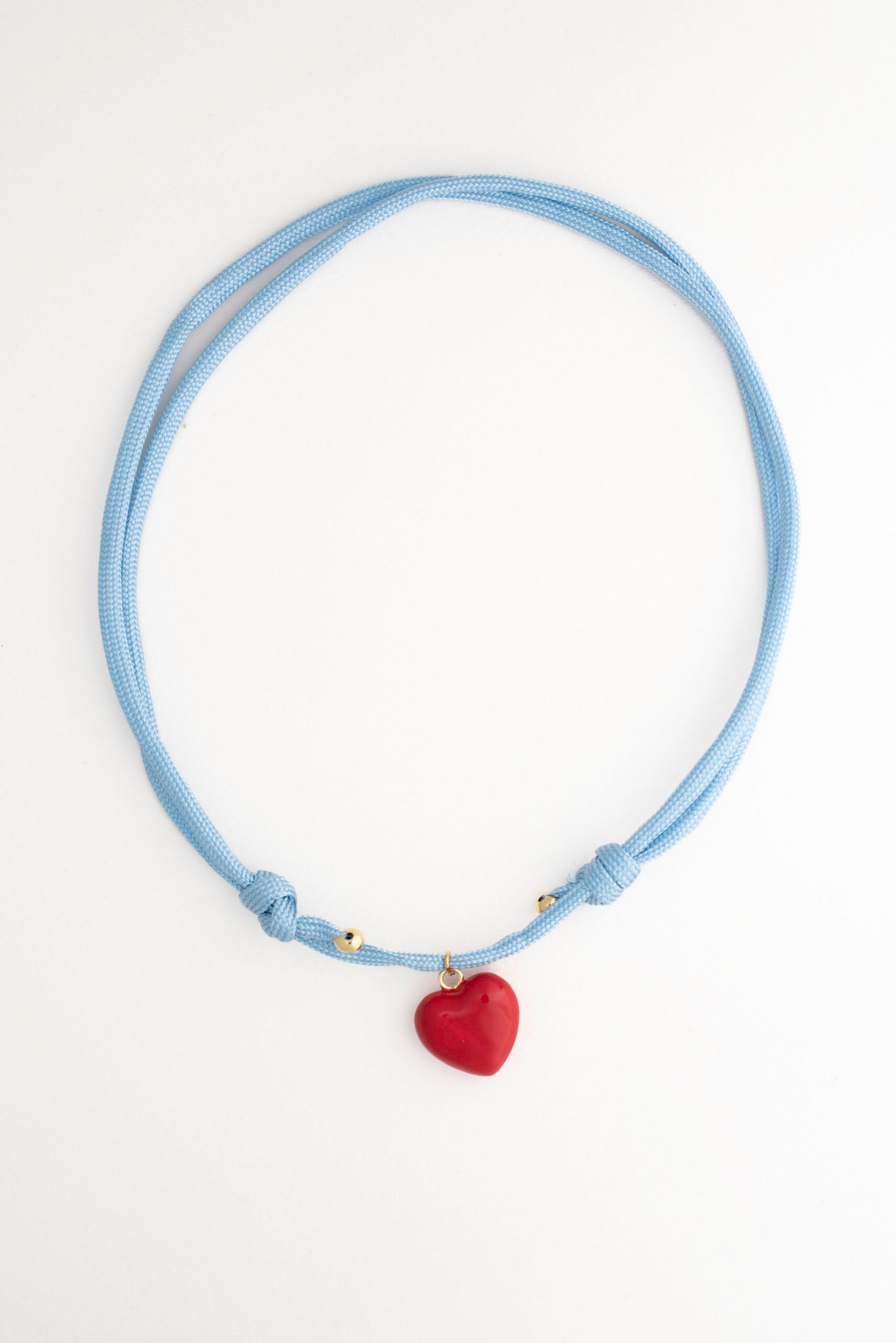 Red Ceramic Puffy Medium Heart Cord Necklace image 0
