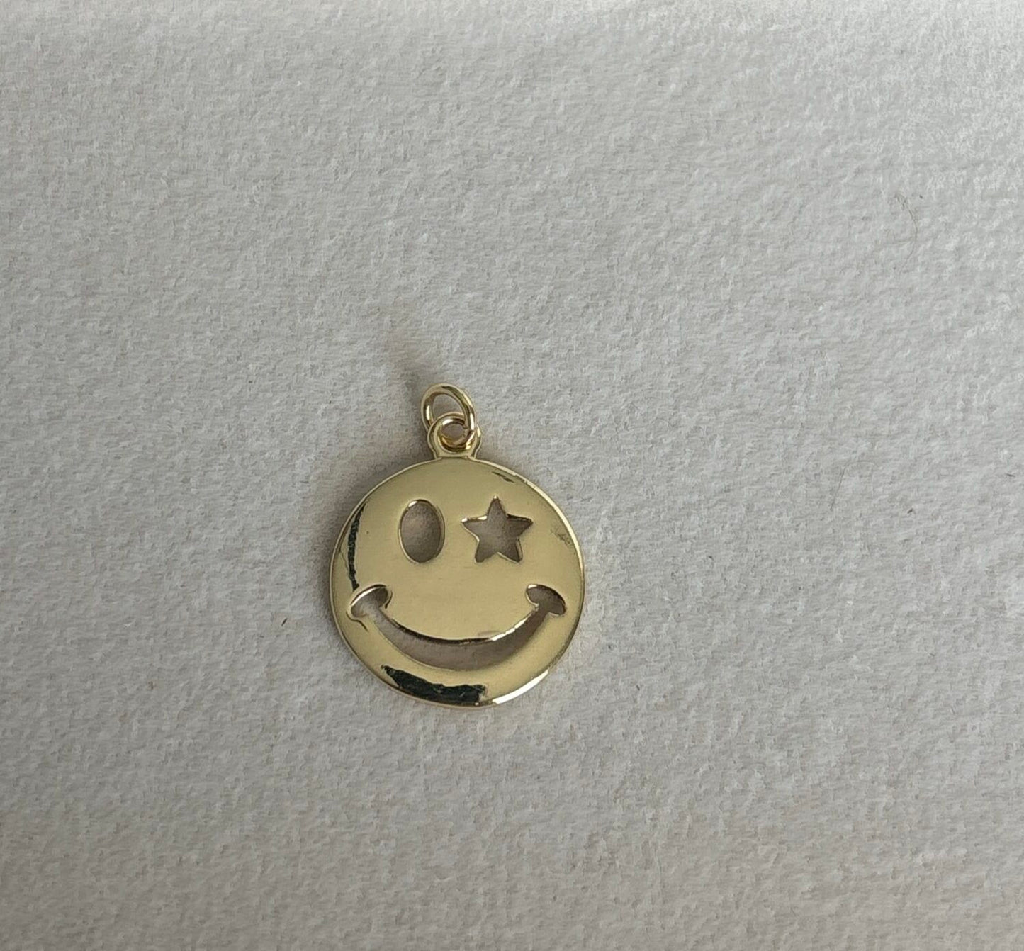 Mini Solid Gold Smiley Face Charm image 0