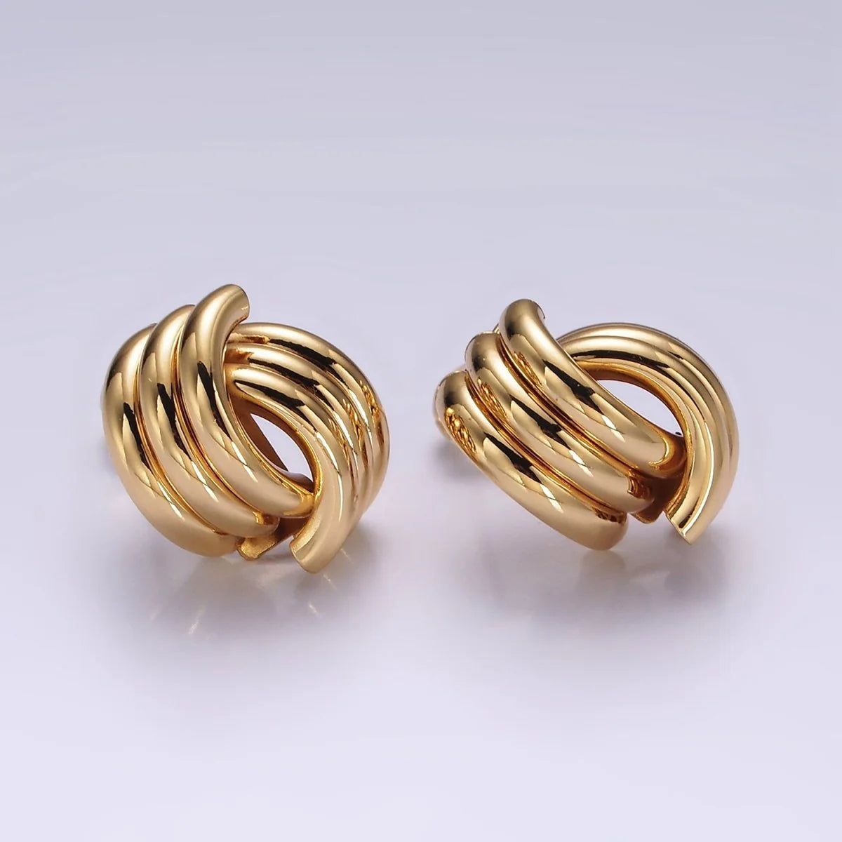 Triple Tube Band Double C Shaped Stud Earring image 0