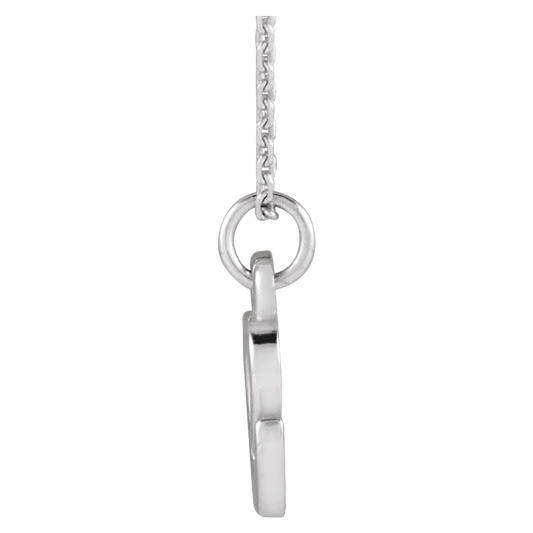 14K White Gold Petite Initial E 16" Necklace