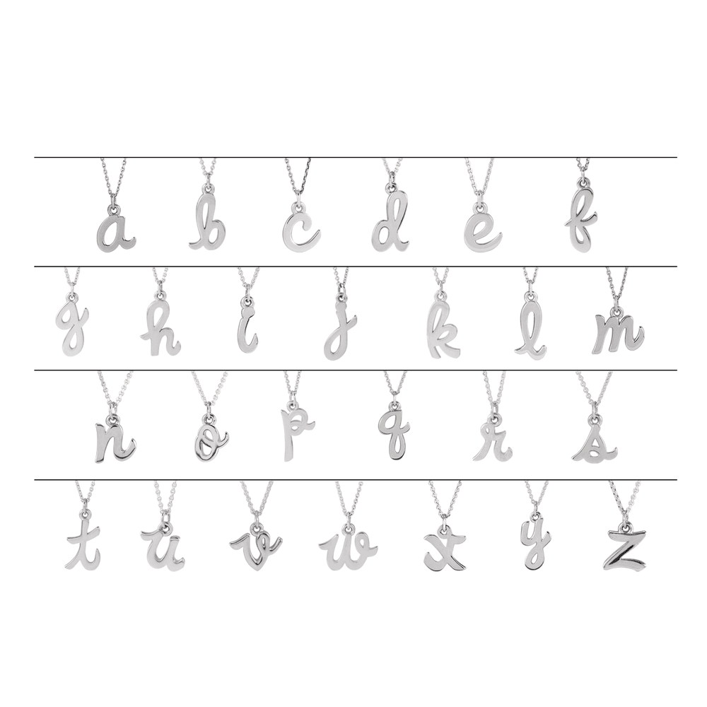 14K White Gold Petite Initial E 16" Necklace