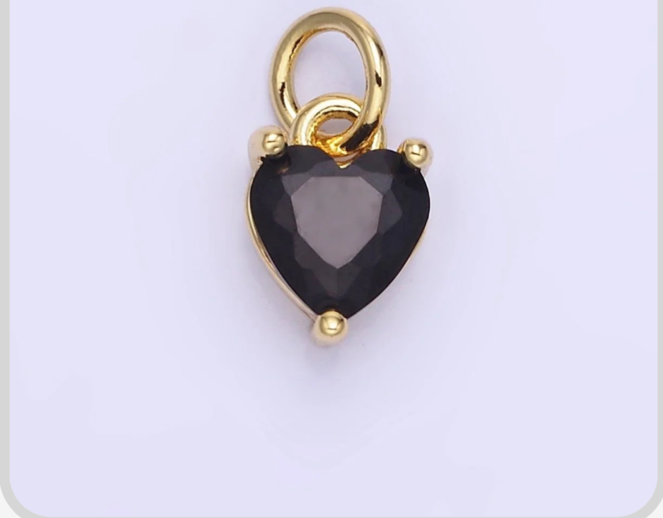 Black CZ Heart Charm image 0