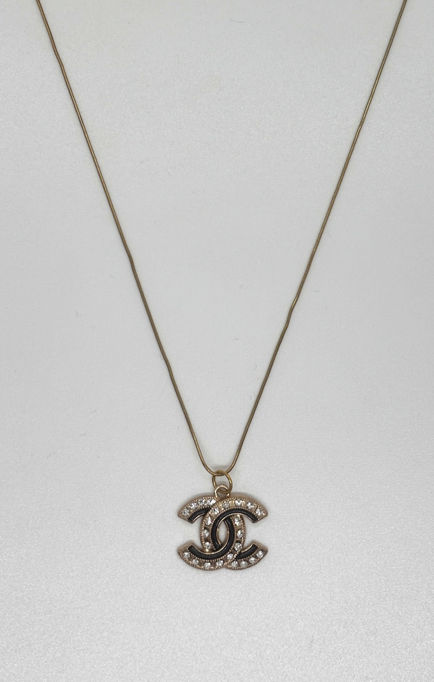Black Chanel Pendant Necklace