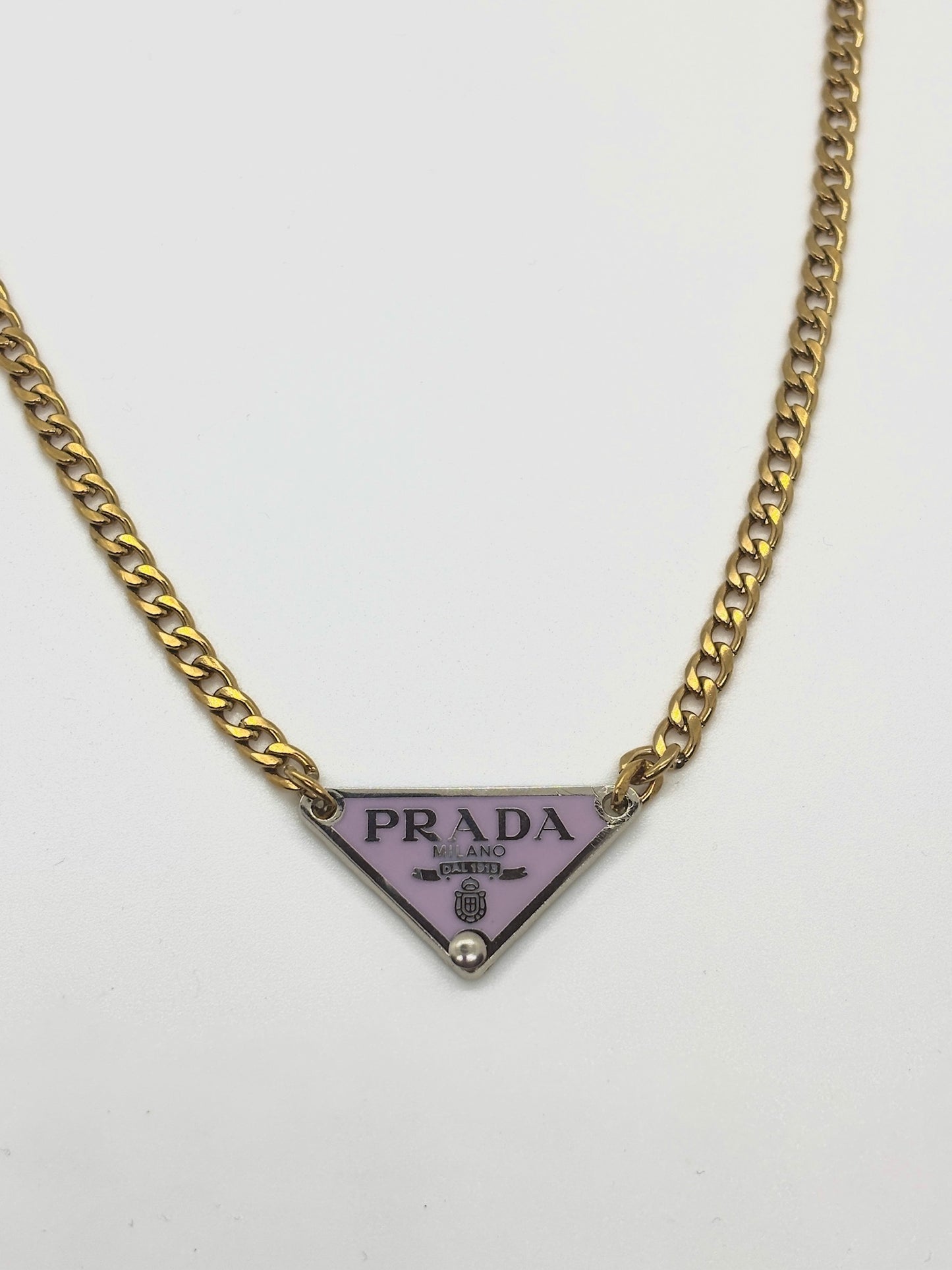 Lilac Prada Emblem Necklace