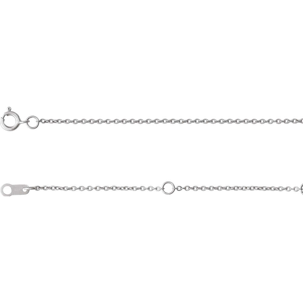 White Gold 1 mm Adjustable Cable Chain Bracelet