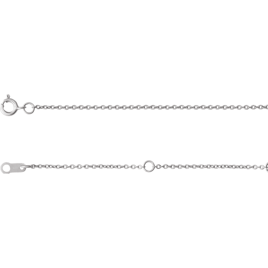 White Gold 1 mm Adjustable Cable Chain Bracelet
