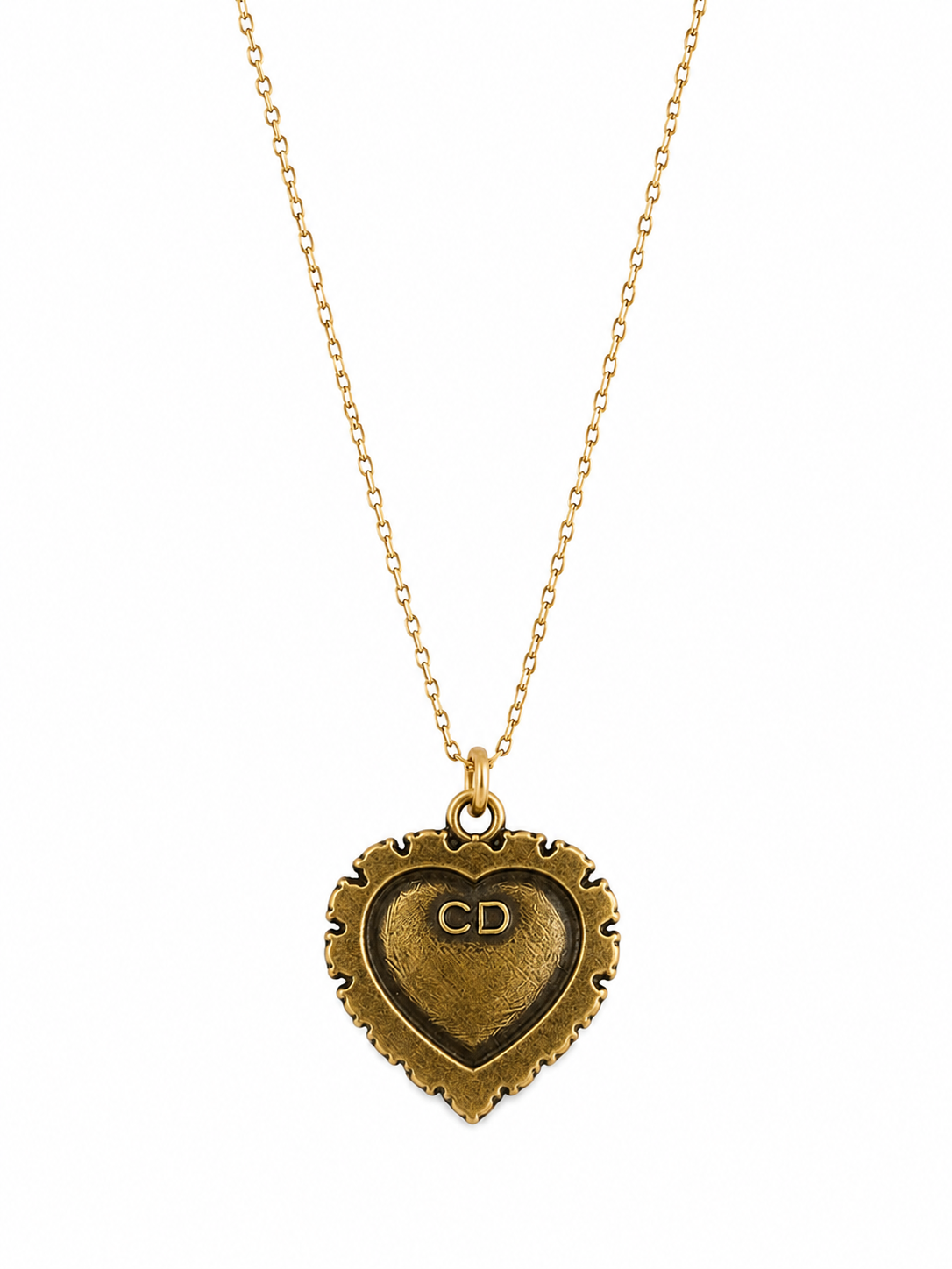 Authentic Dior J'adior Heart Pendant Necklace with Blue Crystal Accents