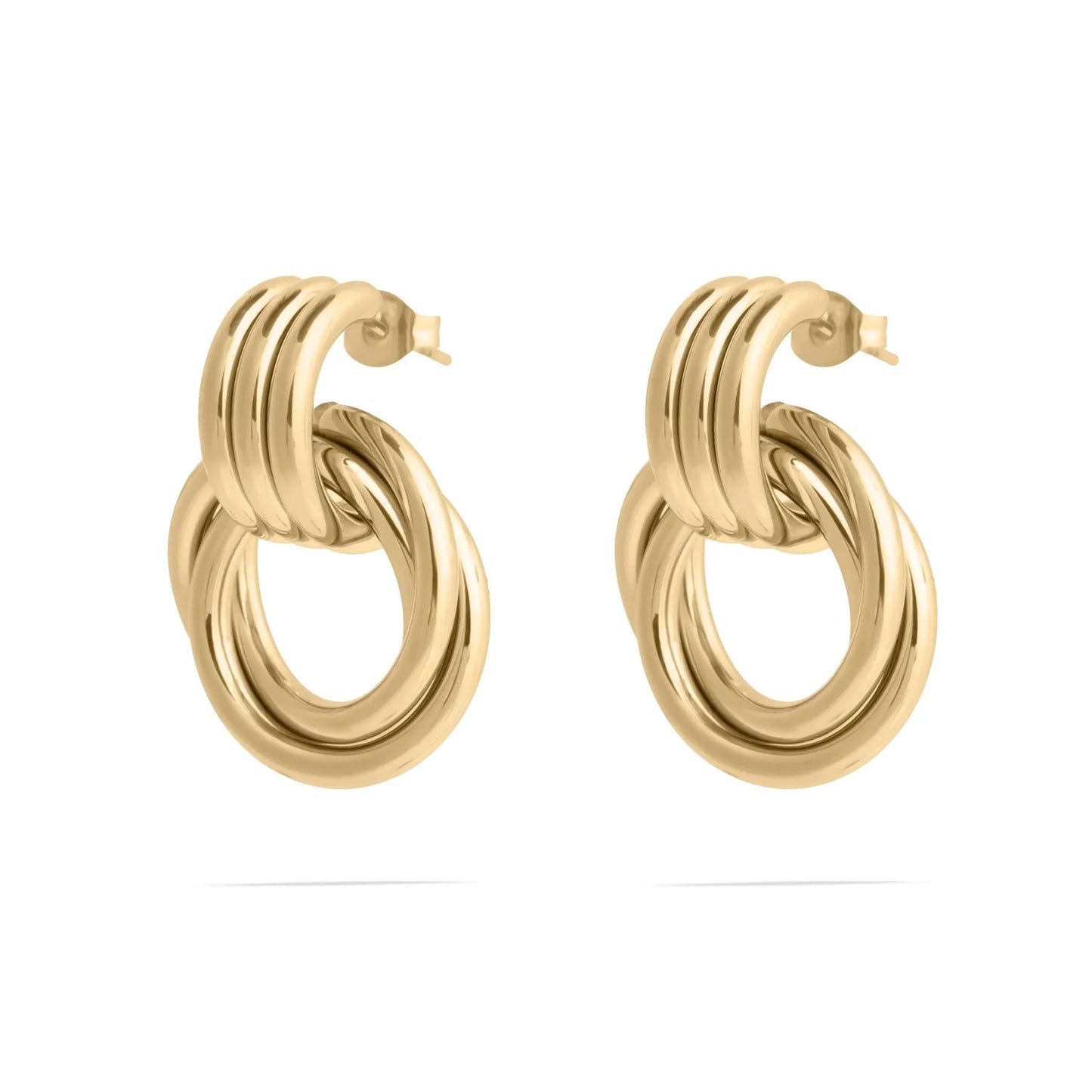 18K Gold Stainless Steel Double Round Stud Earring