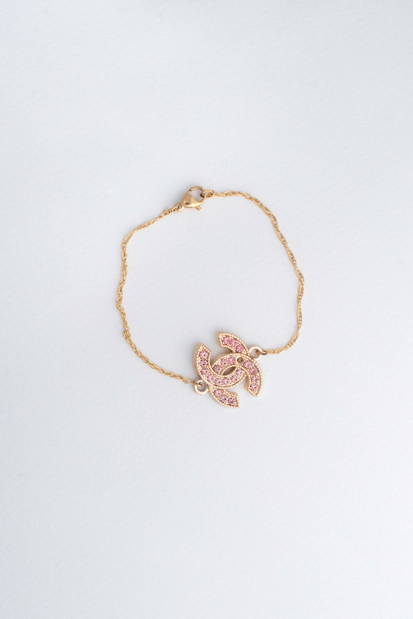 Repurposed Pink Pavé Vintage Chanel Zipper Pull Bracelet