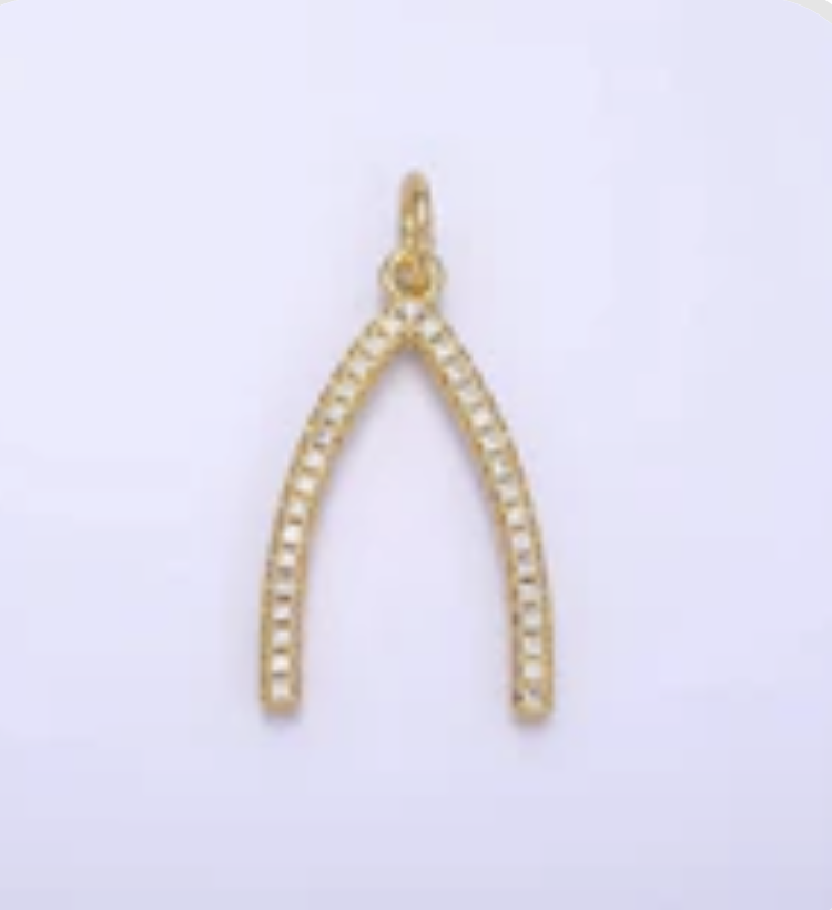 Micro Paved CZ Wishbone Charm image 0