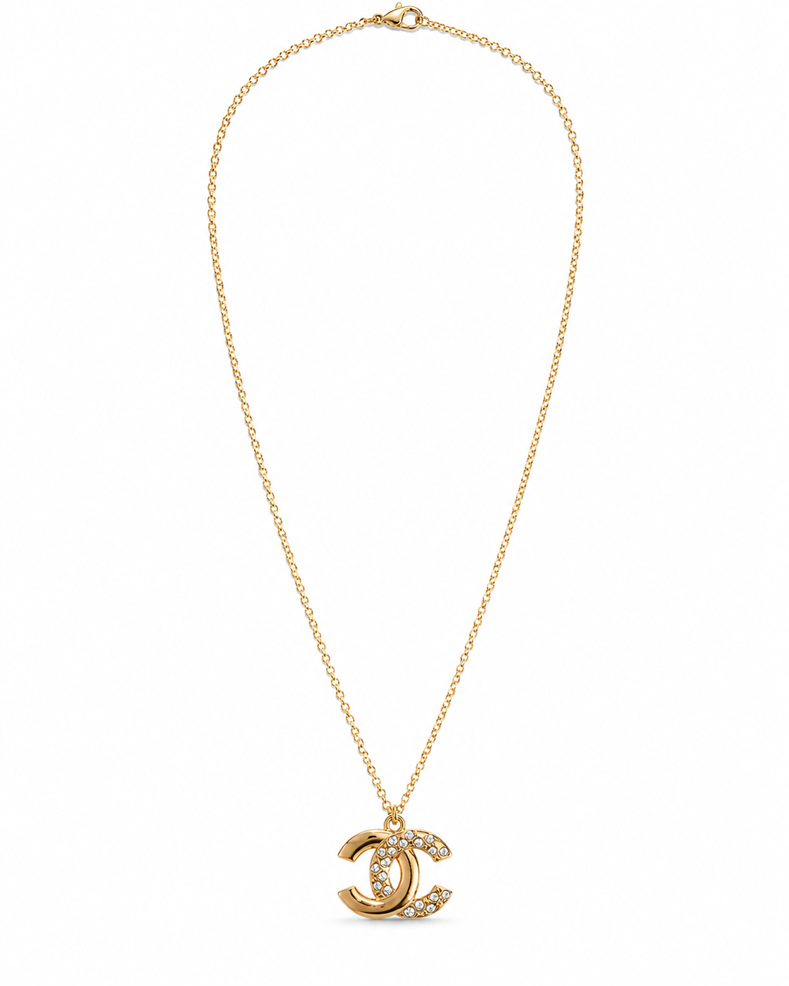 Repurposed Gold Chanel CC Logo Charm Necklace