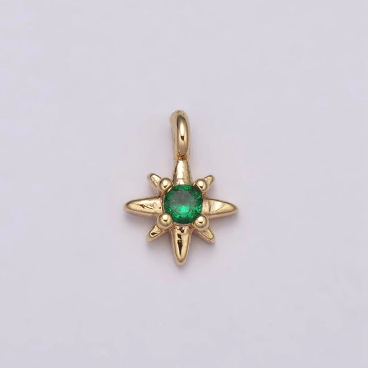 North Star Charm Cubic Zirconia Heart Pendant Pave CZ Celestial Sunburst image 1