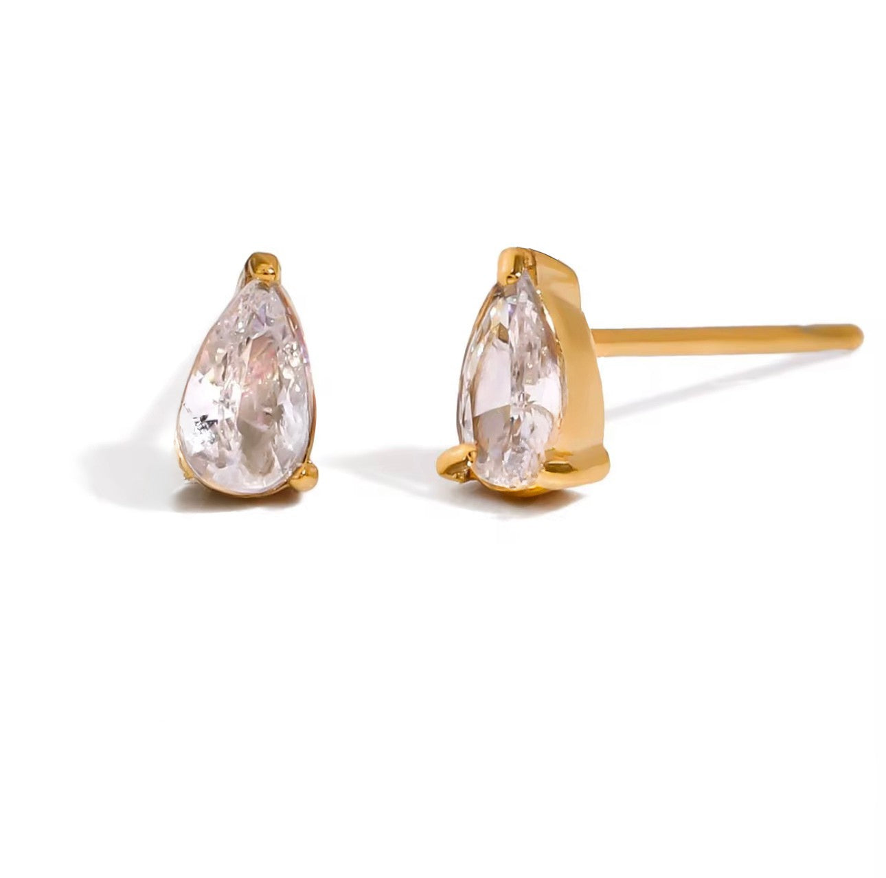 18K Pear Shape CZ Studs