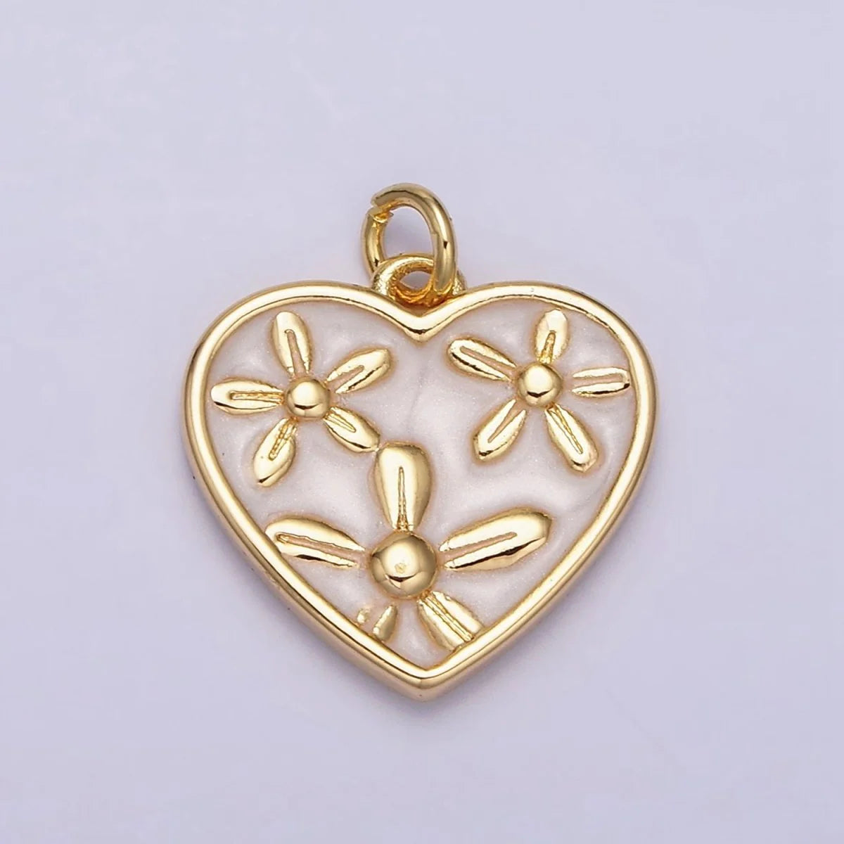 Triple Flower Heart Charm image 0