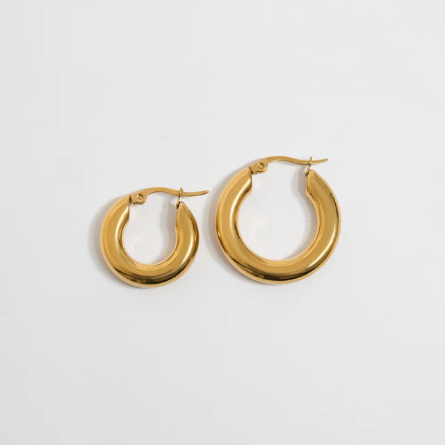 18K Gold Chunky Hoop Earring image 1