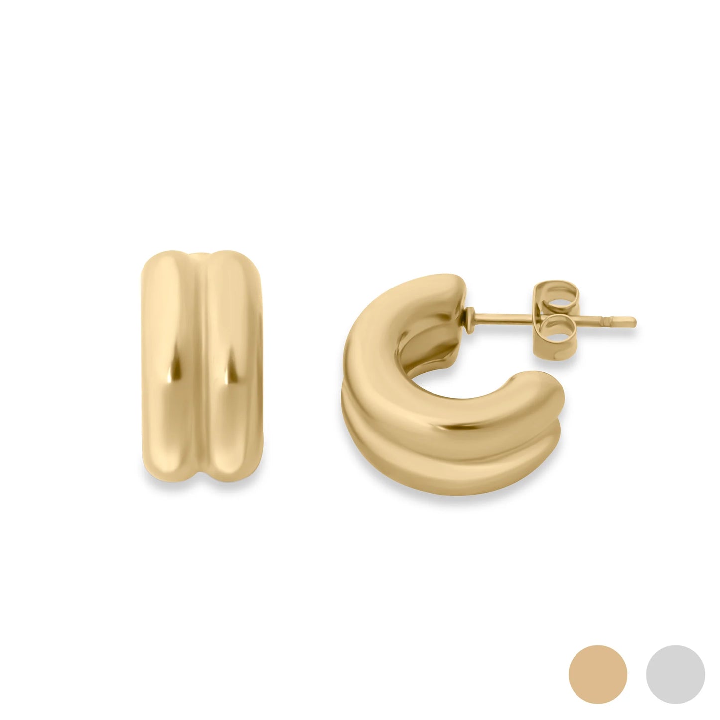 Double Hoop Stud Huggie Earring image 1
