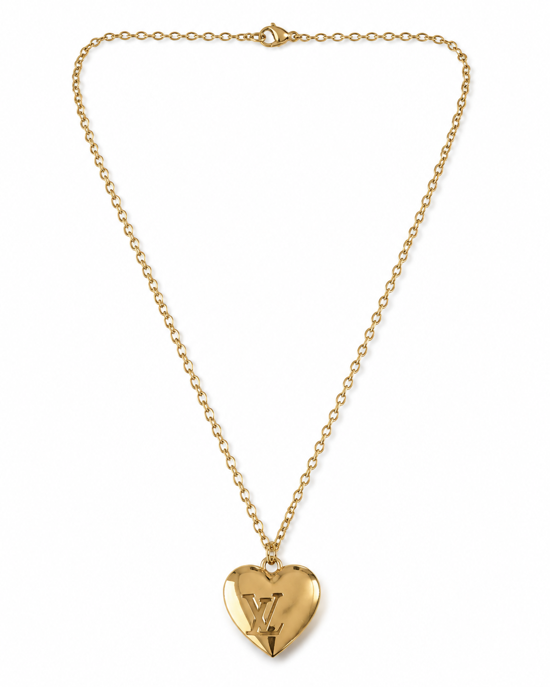 Gold Heart LV Pendent Necklace