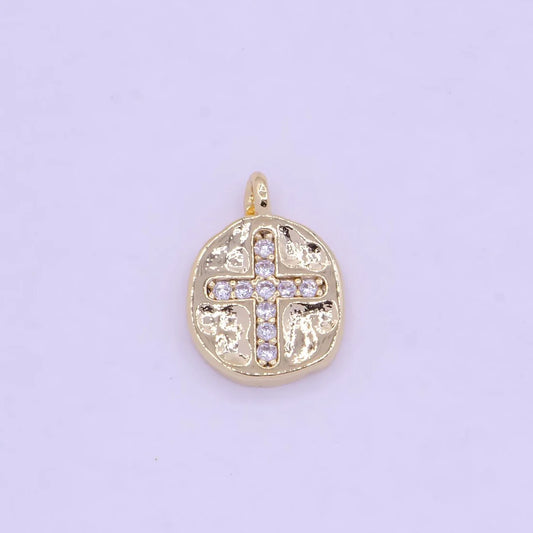 Mini Gold Coin Cross Charm image 0