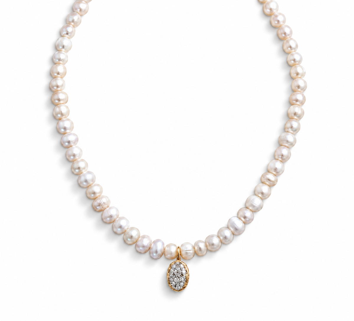 Polly Pearl Oval Pendant Necklace
