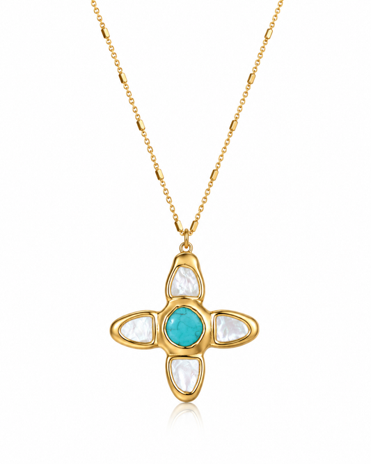 The Calista Necklace Chunky Turquoise Cross Necklace