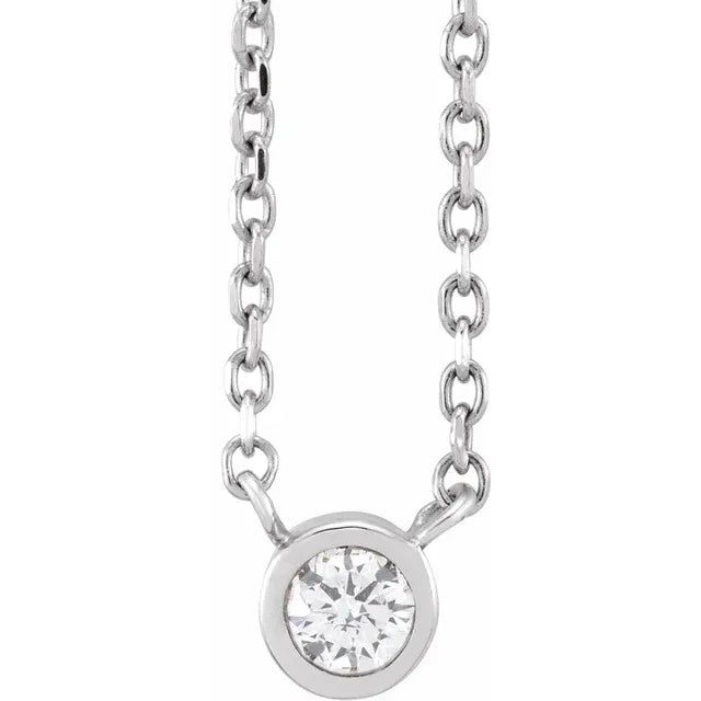 Sterling Silver 1/10 CT Natural Diamond 16-18" Necklace
