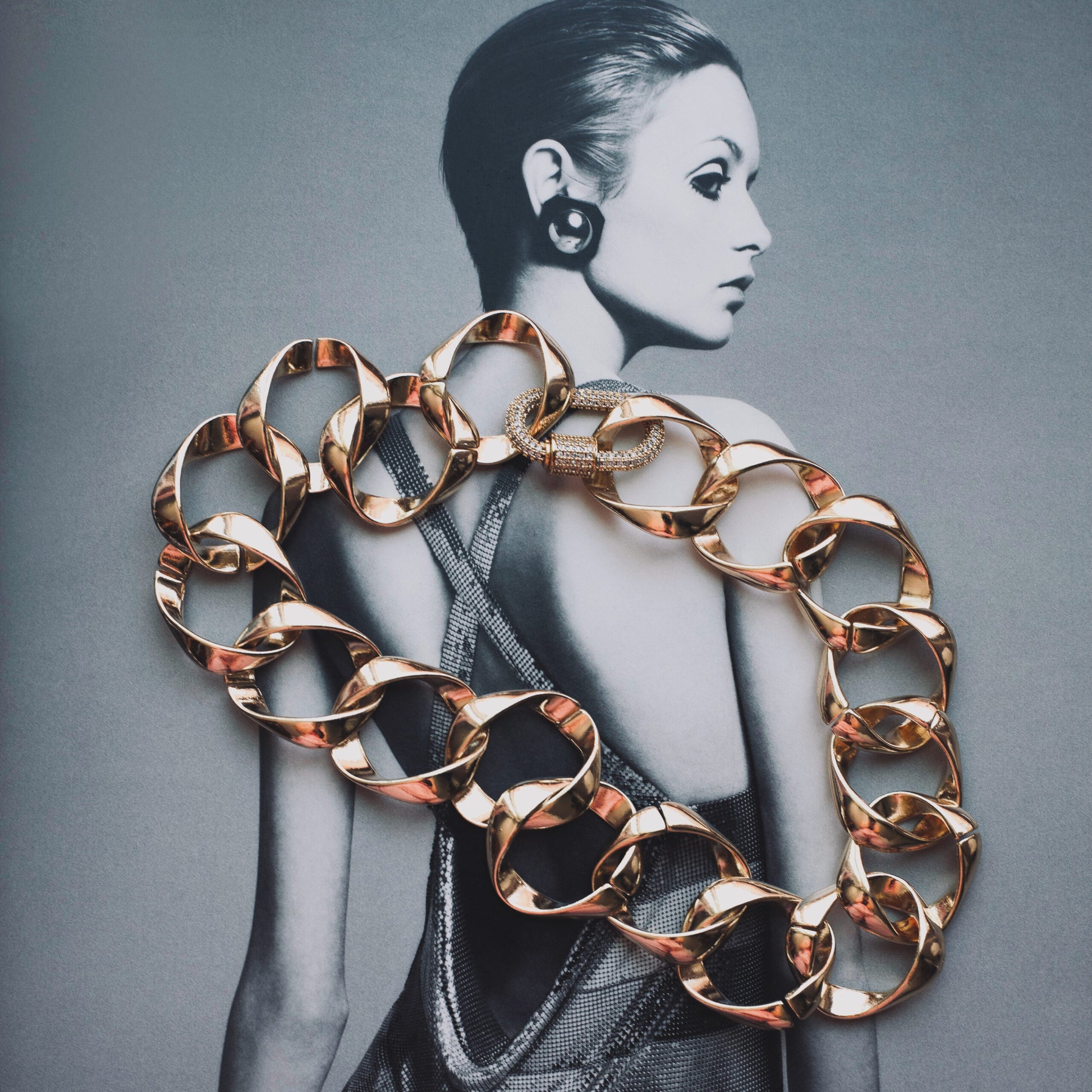 CZ Carabiner Chunky Round Necklace image 0