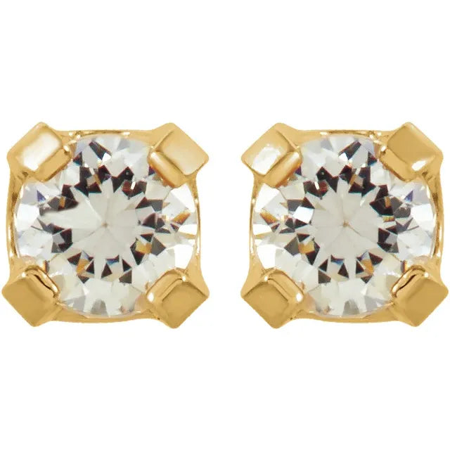 14K Yellow 3 mm Imitation White Cubic Zirconia Inverness® Piercing Stud Earrings