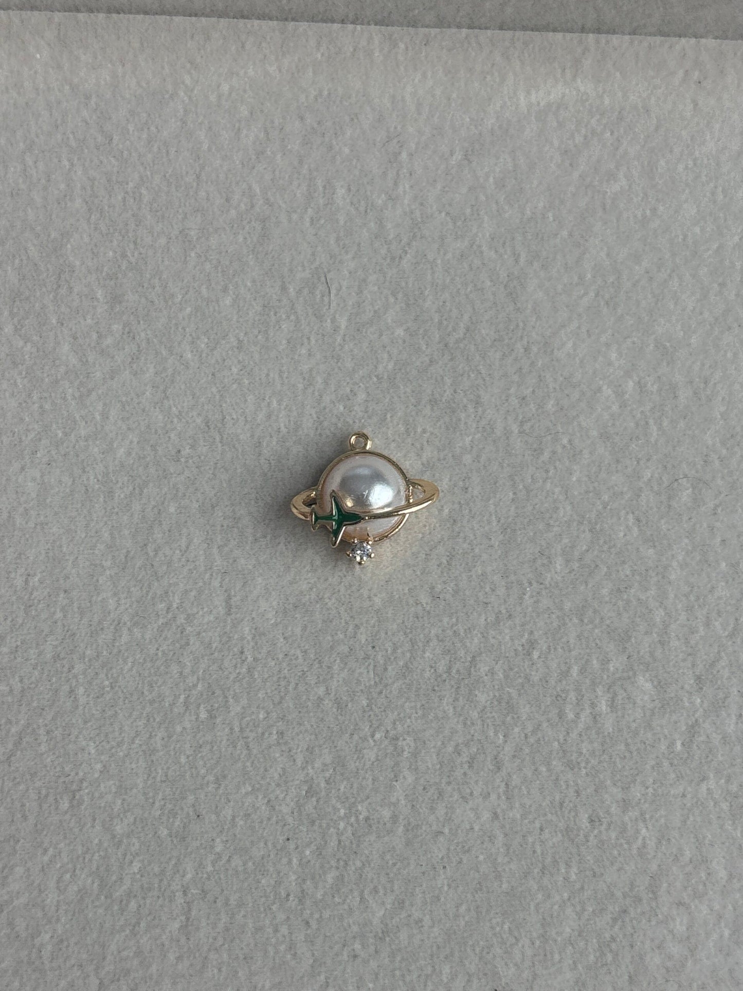 Pearl Planet Green Airplane Charm image 0