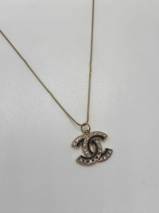 Black Chanel Pendant Necklace