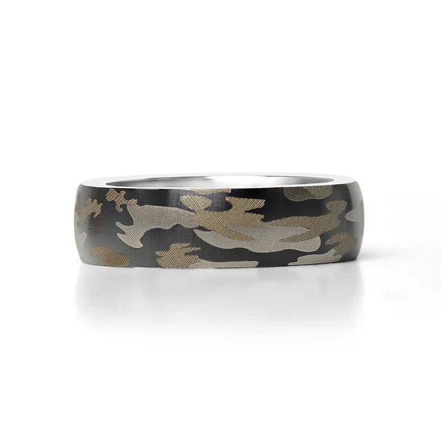 Stainless Steel Camouflage Blank Ring image 0