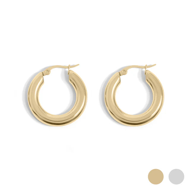 18K Gold Chunky Hoop Earring image 0
