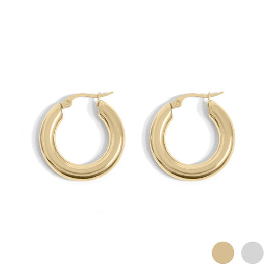 18K Gold Chunky Hoop Earring image 0