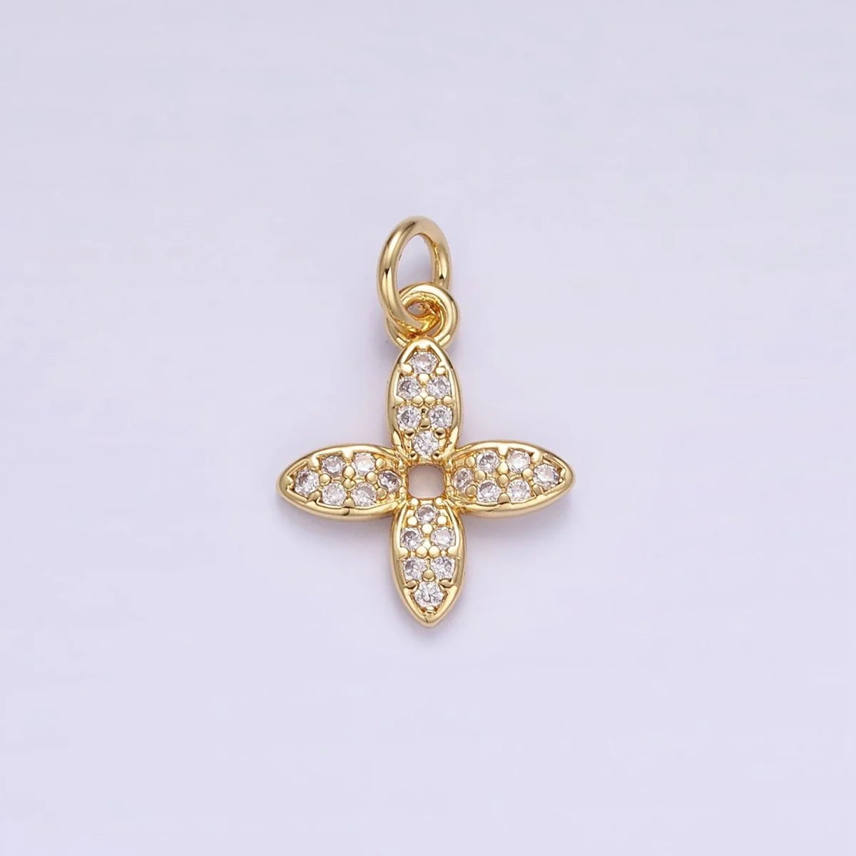 16K Gold Filled Flower Micro Paved CZ Charm image 0