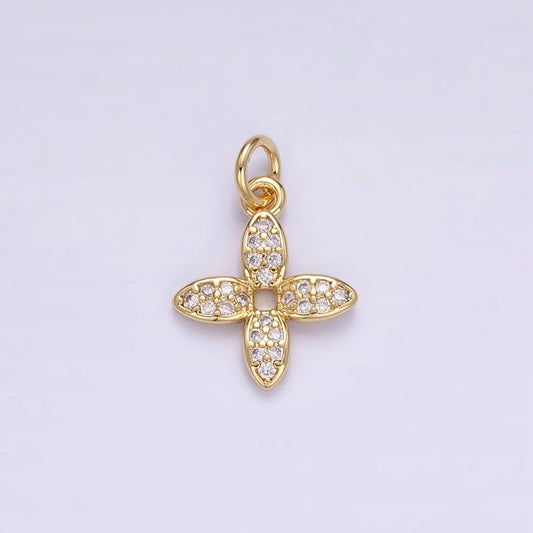 16K Gold Filled Flower Micro Paved CZ Charm image 0