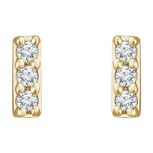 14K Yellow .05 CTW Natural Diamond Bar Earrings