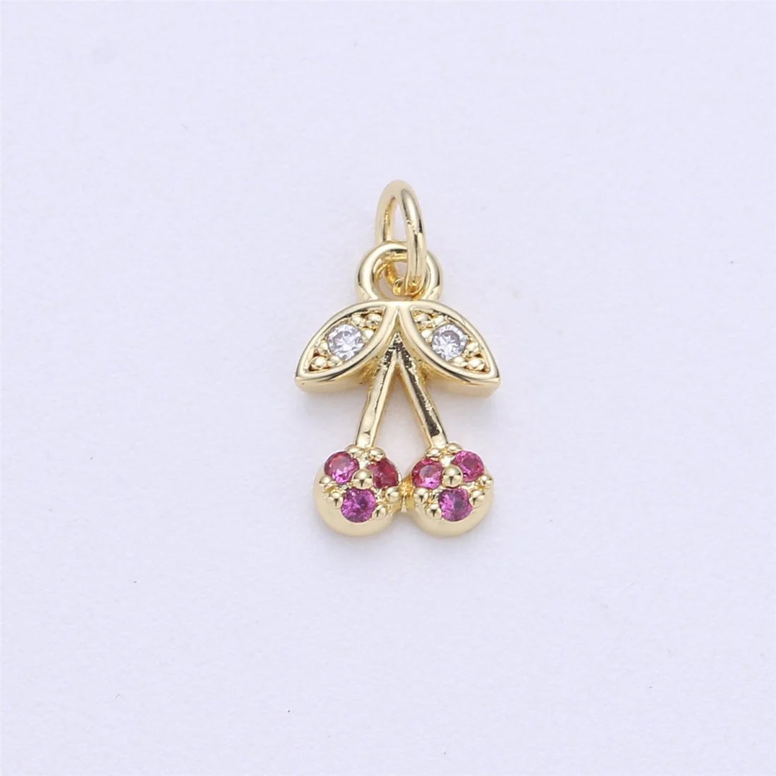 Teeny Delicate Red Cherry Charm image 0