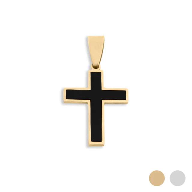 Mens Matte Black Stainless Steel Cross image 1