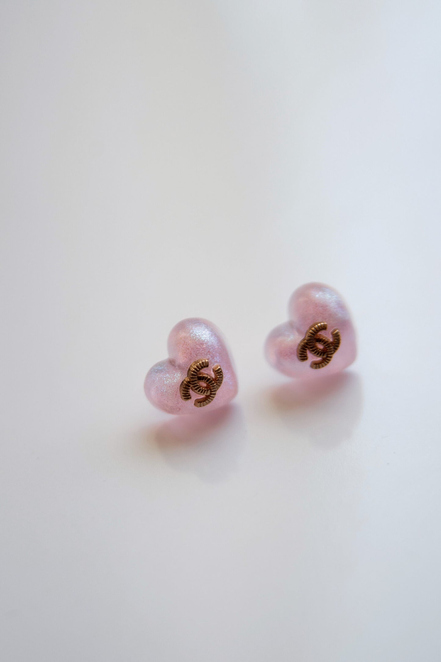 Repurposed Chanel Pink Heart Earrings image 0