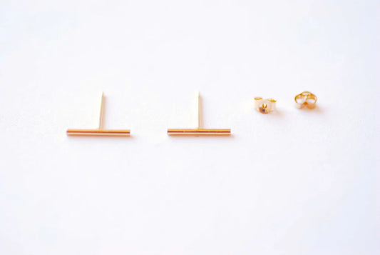 Gold Bar Stud Earrings image 0