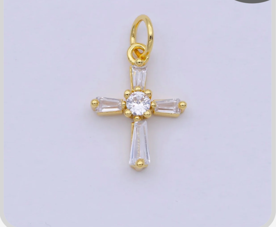 Mini Baguette CZ Cross Charm image 0