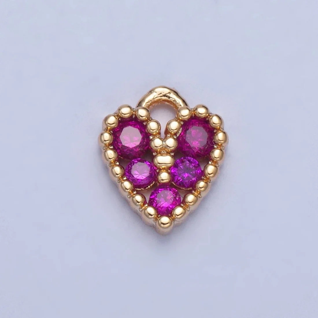 Tiny Fuchsia Pink Micro Pave Heart Charm image 0
