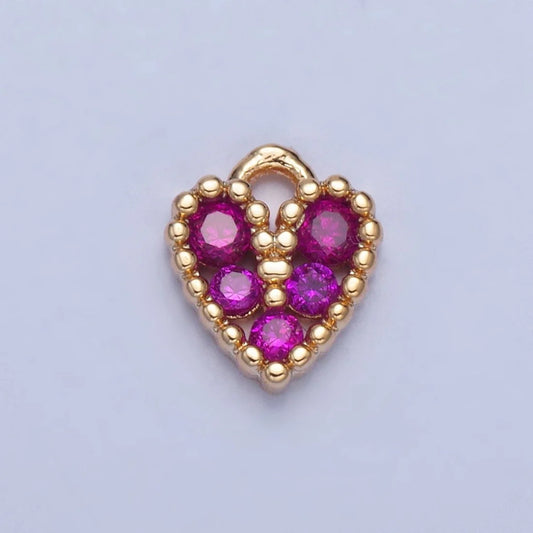 Tiny Fuchsia Pink Micro Pave Heart Charm image 0